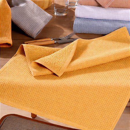 Pano de Copa Felpudo Favo Dupla Face Ocre, 45cm x 65cm