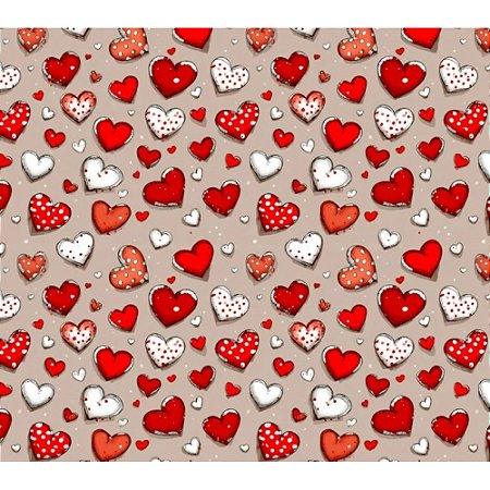 Tricoline Digital Valentine Coração, 100% Alg. 50cm x 1,50mt