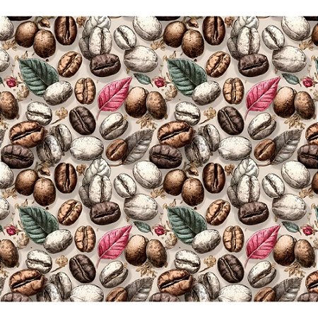 Tricoline Digital Grãos de Café, 100% Algodão, 50cm x 1,50mt