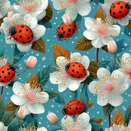 Tricoline Digital Ladybug Joaninhas 100%Alg, 50cm x 1,50mt