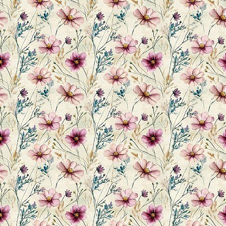 Tricoline Digital Marrocan Flor Creme 100%Alg, 50cm x 1,50mt