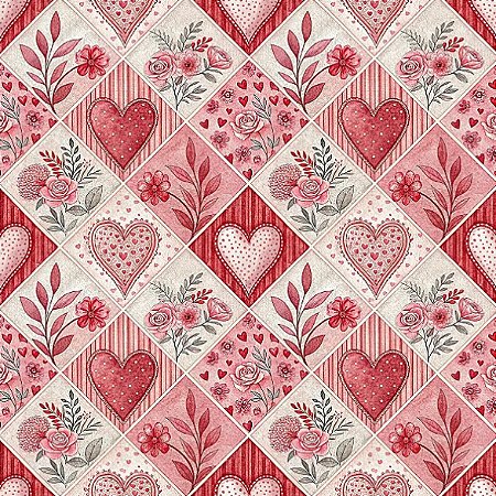 Tricoline Digital Patch Love 03, 100% Algodão, 50cm x 1,50mt