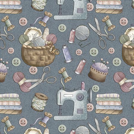 Tricoline Digital Itens de Costura Petróleo, 50cm x 1,50mt