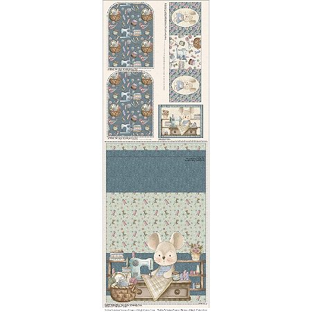 Tricoline Capa de Máquina Ratinhos Costureiro, 50cm x 1,50mt