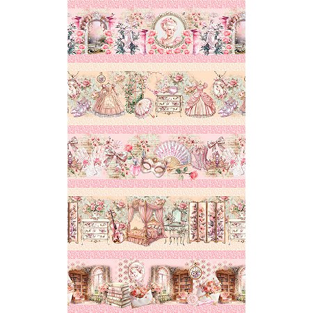 Tricoline Digital Barrado Império das Flores, 50cm x 1,50mt