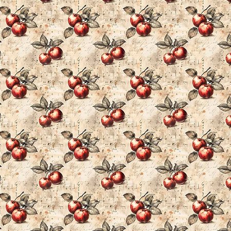 Tricoline Digital Vintage Fruits Maçã, 100%Alg 50cm x 1,50mt