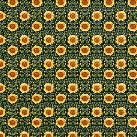 Tricoline Digital Girassol Médio, 100% Algodão 50cm x 1,50mt