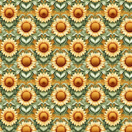 Tricoline Digital Girassol G. Fundo Amarelo, 50cm x 1,50mt