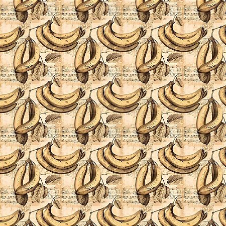 Tricoline Digital Vintage Fruits Banana, 50cm x 1,50mt