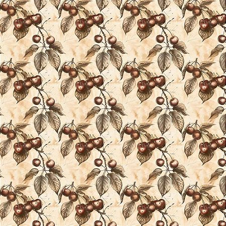 Tricoline Digital Vintage Fruits Cereja, 50cm x 1,50mt