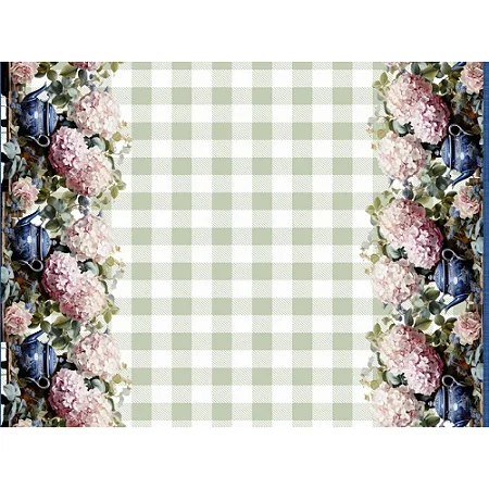 Sarja Toalha Hortensia no meu Jardim, 100%Alg. 50cm x 1,50mt