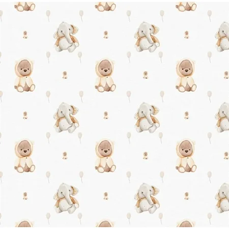 Tricoline Digital Urso e Elefante, 100% Alg. 50cm x 1,50mt