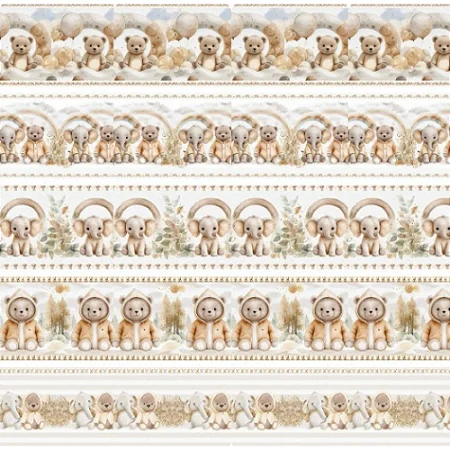 Tricoline Digital Barrado Dupla Fofura 100%Alg 50cm x 1,50mt