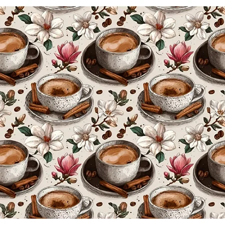 Tricoline Digital Xícaras Maiores com Canela, 50cm x 1,50mt