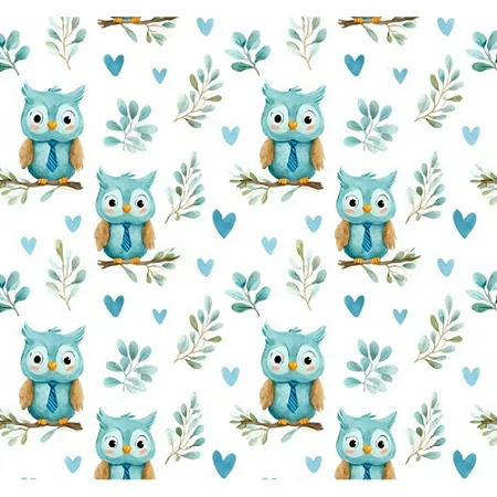Tricoline Digital Corujas Casal de Gravata, 50cm x 1,50mt