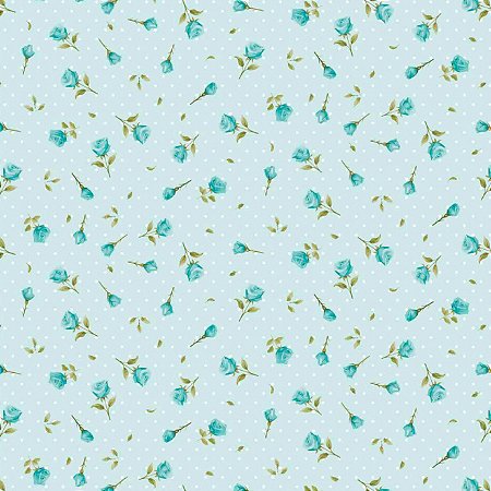 Tricoline Botões Aqua, 100% Algodão, 50cm x 1,50mt