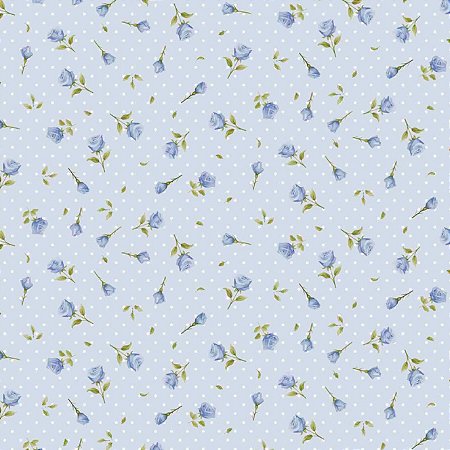 Tricoline Botões Azul, 100% Algodão, 50cm x 1,50mt