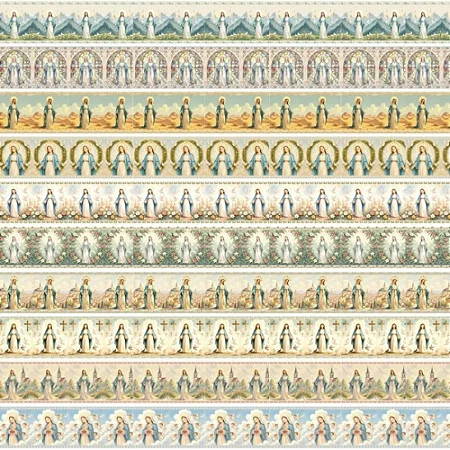Tricoline Digital Barrado Nossa Senhora 100%Alg 50cm x 1,50m