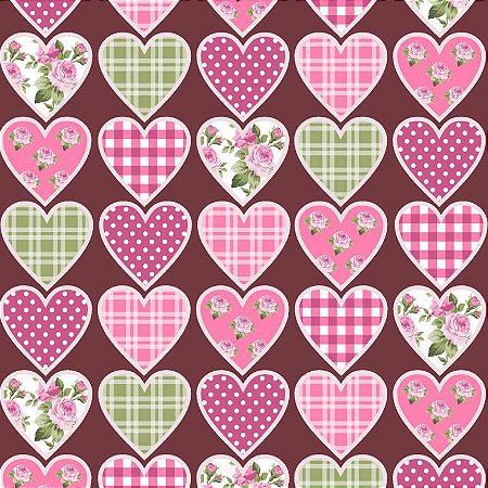 Tricoline Digital Festa Junina Patch Love, 50cm x 1,50mt