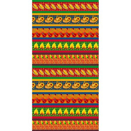 Tricoline Digital Barrado Festa Junina Iaiá, 50cm x 1,50mt