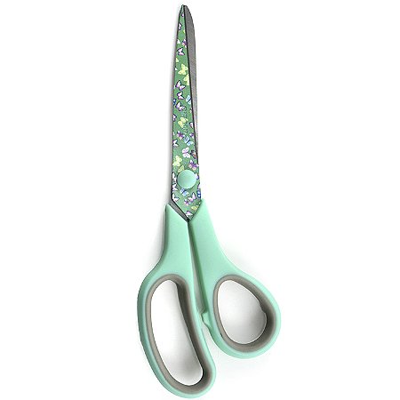 Tesoura Confort Estampada Círculo - 21,5cm - Borboletas