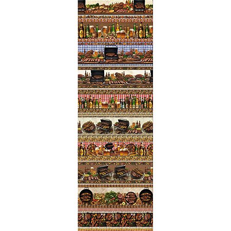 Tricoline Digital Barrado Churrasco Beer, 50cm x 1,50mt