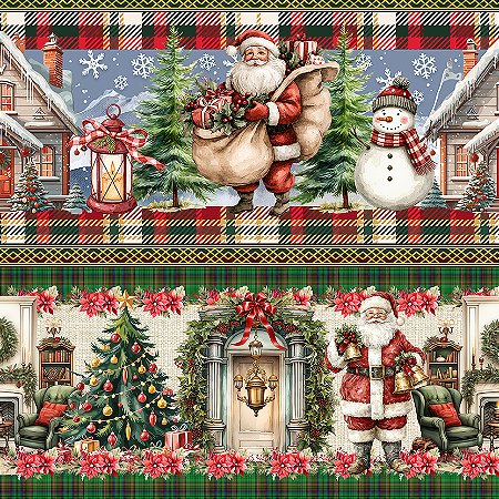 Tricoline Digital Barrado Casa do Papai Noel At. 5mt x 1,50m