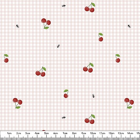 Tricoline Digital Cerejinha Rosa, 100% Alg, At. 5mt x 1,50mt