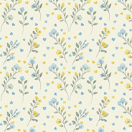 Tricoline Dig Florzinha Romântica Azul Claro, 50cm x 1,50mt