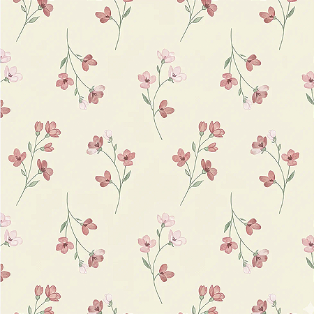 Tricoline Digital Florzinha Romântica Rosa, 50cm x 1,50mt