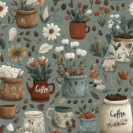 Tricoline Digital Cafezinho Coffee, 100%Alg. 50cm x 1,50mt
