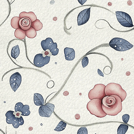 Tricoline Digital Amandita 2 Flores e Galhos, 50cm x 1,50mt