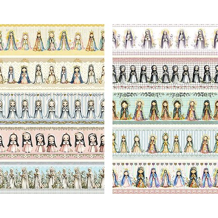 Tricoline Digital Barrado Santinhas, 100% Alg. 50cm x 1,50mt