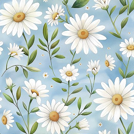Tricoline Digital Love Daisies Blue Daisy, 50cm x 1,50mt