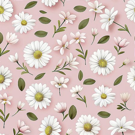 Tricoline Digital Love Daisies Pink Daisy, 50cm x 1,50mt