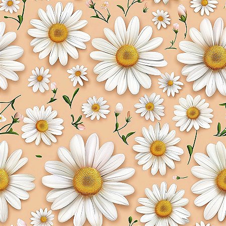 Tricoline Digital Love Daisies Salmon Daisy, 50cm x 1,50mt