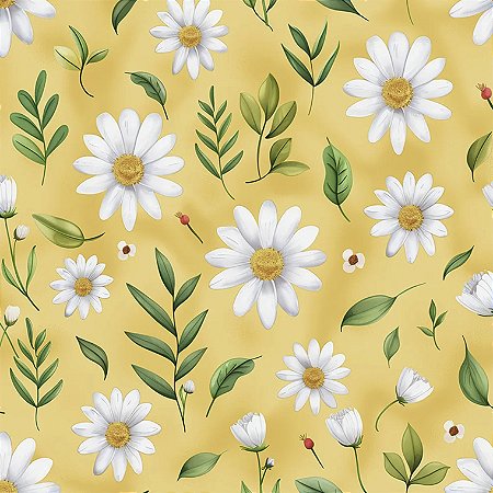 Tricoline Digital Love Daisies Yellow Daisy, 50cm x 1,50mt