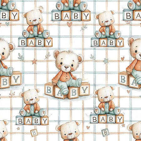 Tricoline Digital Baby Bears Dados Baby, 50cm x 1,50mt