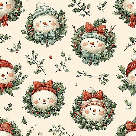 Tricoline Digital Natal Boneco de Neve 100%Alg 50cm x 1,50mt