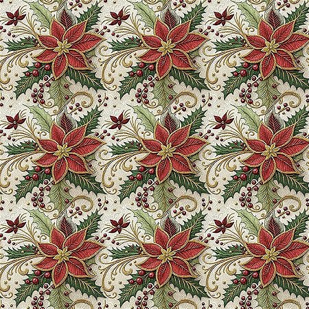 Tricoline Digital Natal Floral, 100% Algodão, 50cm x 1,50mt