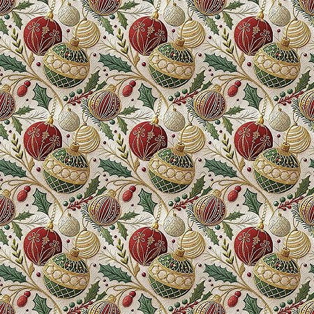 Tricoline Digital Natal Bolas, 100% Algodão, 50cm x 1,50mt