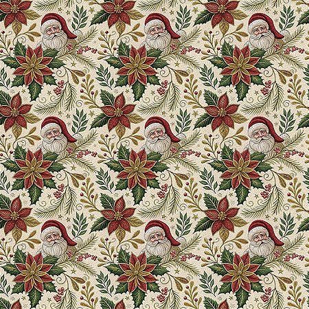Tricoline Digital Natal EC Papai Noel, 100%Alg 50cm x 1,50mt