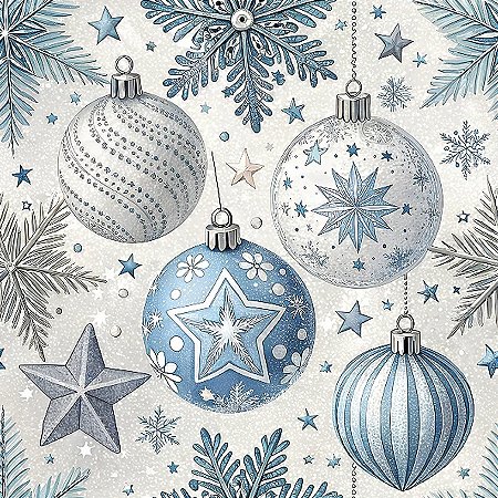 Tricoline Digital Natal BS Bolas, 100% Algodão 50cm x 1,50mt