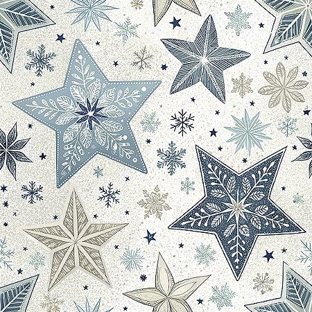 Tricoline Digital Natal BS Estrelas, 100% Alg. 50cm x 1,50mt