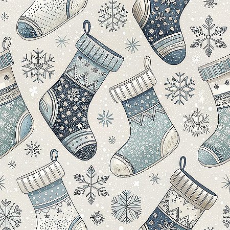 Tricoline Digital Natal BS Botas, 100% Algodão 50cm x 1,50mt