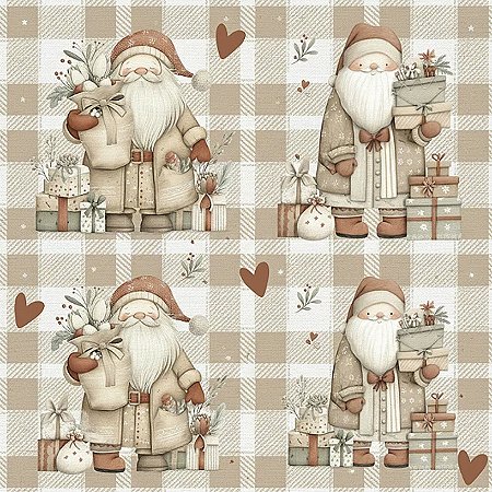 Tricoline Digital Natal NB Santa, 100% Algodão 50cm x 1,50mt