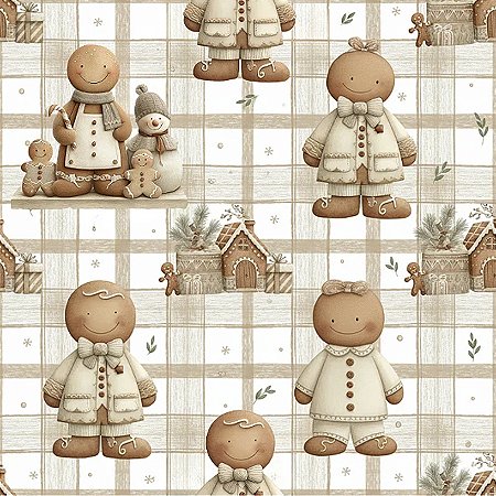 Tricoline Digital Natal NB Ginger, 100%Algodão 50cm x 1,50mt