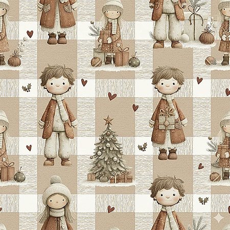 Tricoline Digital Natal NB Crianças, 100% Alg 50cm x 1,50mt