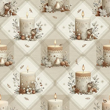 Tricoline Digital Natal NB Velas, 100% Alg. 50cm x 1,50mt