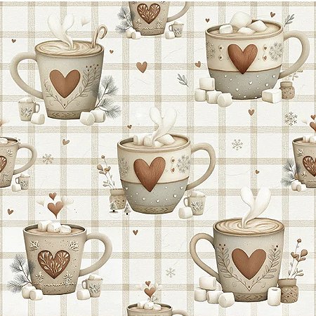 Tricoline Digital Natal NB Coffee, 100% Alg. 50cm x 1,50mt